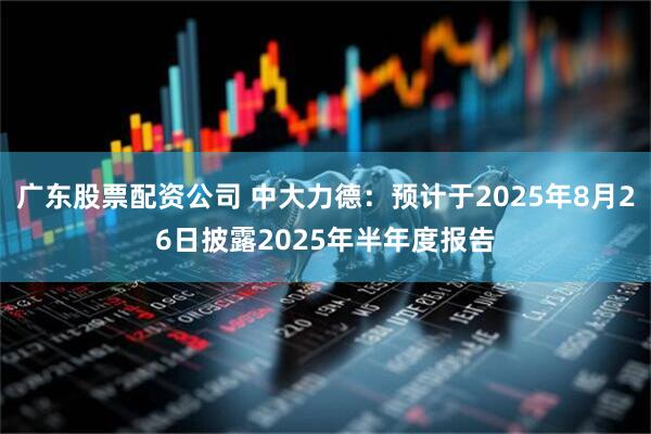 广东股票配资公司 中大力德：预计于2025年8月26日披露2025年半年度报告